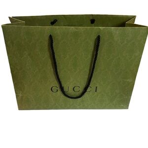 Gucci Green Paper Shopping Bag Authentic Embroidered Gift Bag Measures 16.75”